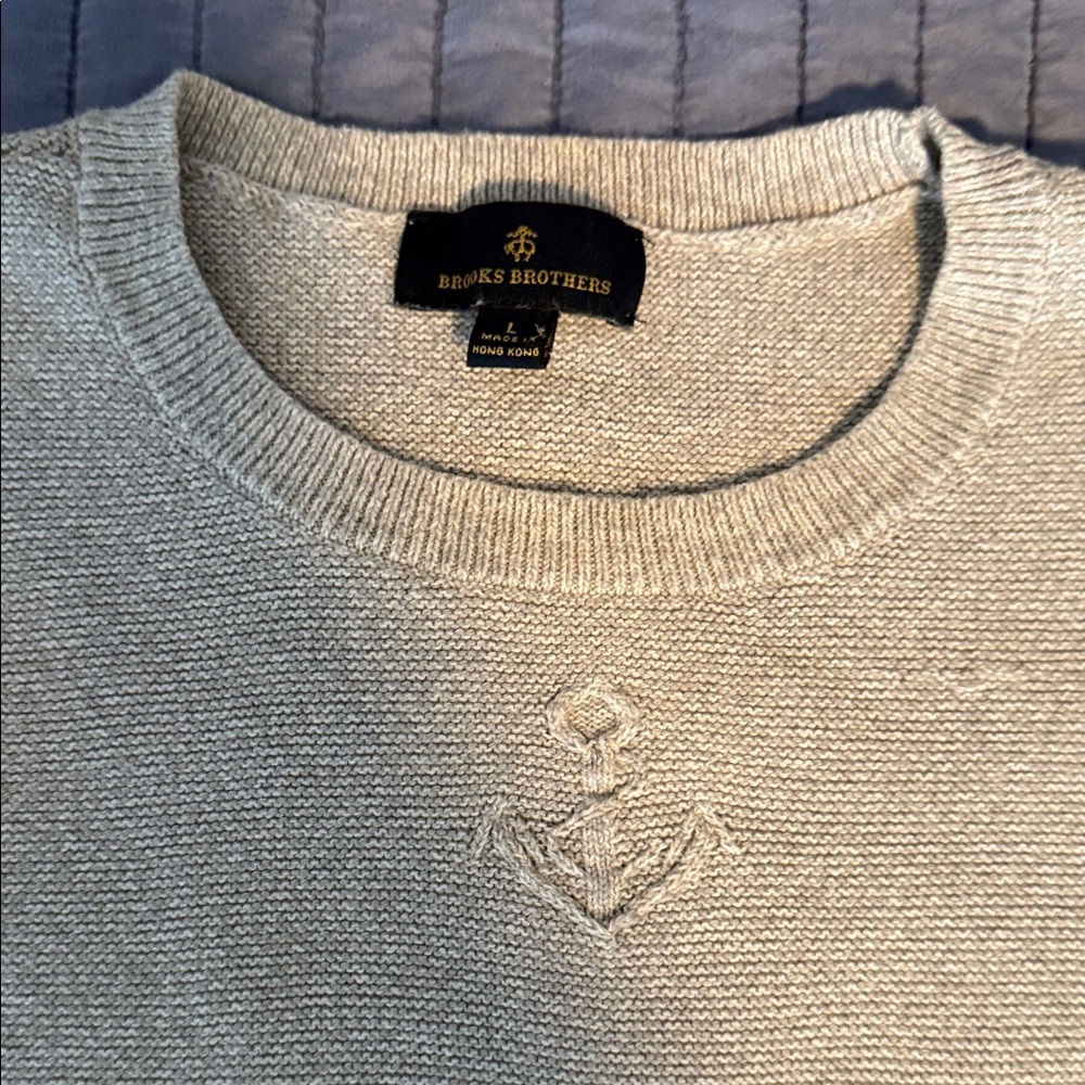 Brooks Brothers Light Gray Crewneck Sweater